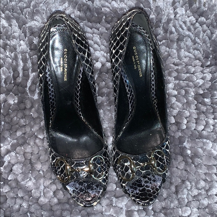 Gucci Python Open Toe Pumps